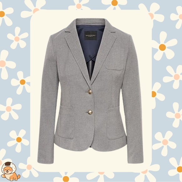 Banana Republic Grey Equestrian Blazer Jacket, Sz 4 - Picture 1 of 13